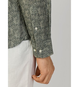 Hackett London Zielona koszulka z nadrukiem tygrysa