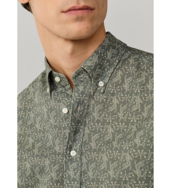 Hackett London Zielona koszulka z nadrukiem tygrysa