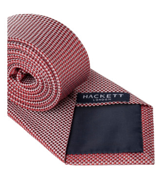 Hackett London Jedwabny krawat Tri Colour czerwony