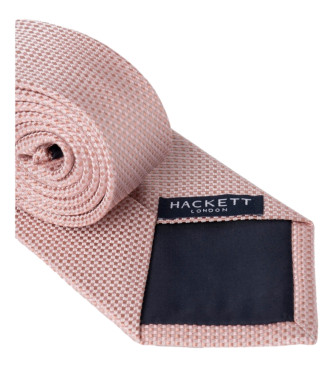 Hackett London Gravata de seda tricolor cor-de-rosa