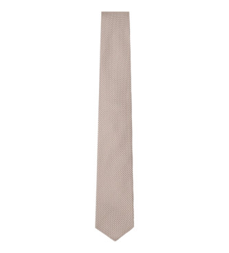 Hackett London Jedwabny krawat Tri Colour brązowy