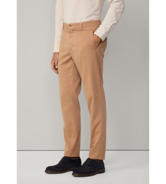 Hackett London Hlače chino fit sloane rjave barve