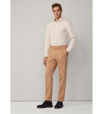 Hackett London Hlače chino fit sloane rjave barve