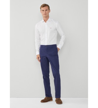 Hackett London Trimmad twillskjorta vit