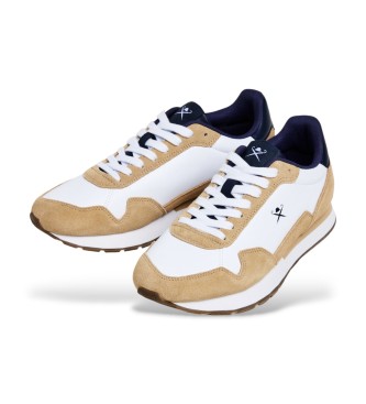 Hackett London Sneakers in pelle beige semplice vettoriale