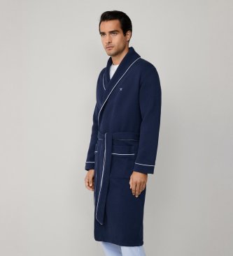 Hackett London Marineblå badekåbe i vaffelstruktur