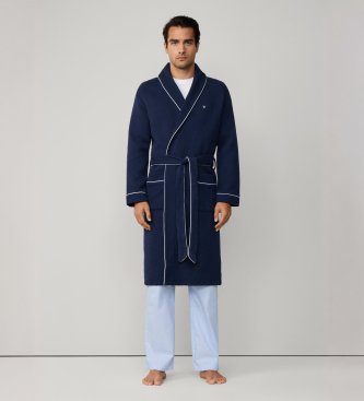 Hackett London Marineblå badekåbe i vaffelstruktur