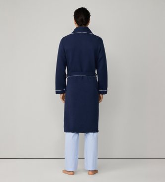 Hackett London Marineblå badekåbe i vaffelstruktur