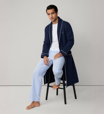 Hackett London Marineblå badekåbe i vaffelstruktur