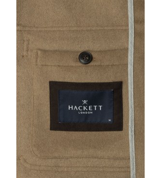 Hackett London Brązowa wełniana kurtka bomberka
