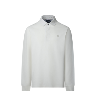 Hackett London Polo da rugby con finiture in tessuto bianco