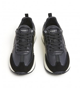 Hackett London Leren sneakers H-Runner Hoog zwart
