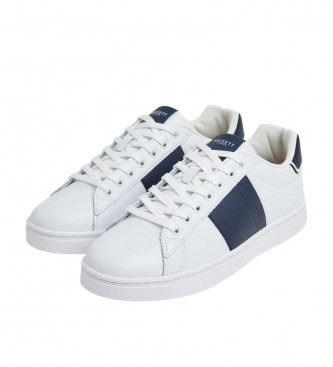 Hackett London Scarpe da ginnastica in pelle bianca con monogramma Harper