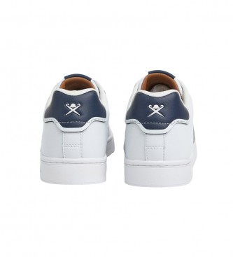 Hackett London Scarpe da ginnastica in pelle bianca con monogramma Harper