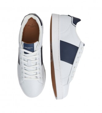 Hackett London Harper leren sneakers met monogram wit