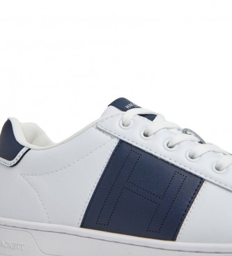 Hackett London Scarpe da ginnastica in pelle bianca con monogramma Harper