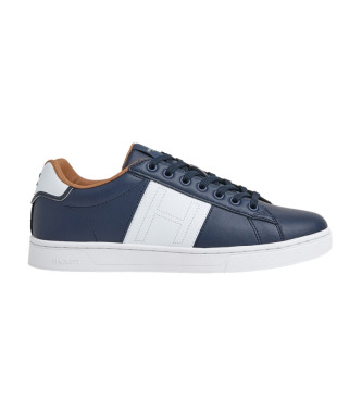 Hackett London Harper Monogram Leather Sneakers navy