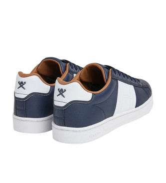 Hackett London Harper Monogram Leather Sneakers navy