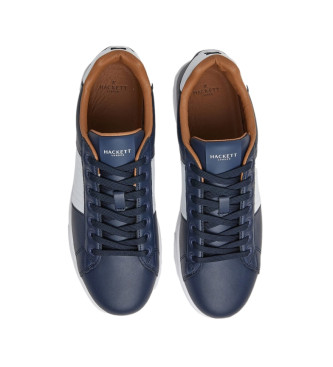 Hackett London Harper Monogram Leather Sneakers navy