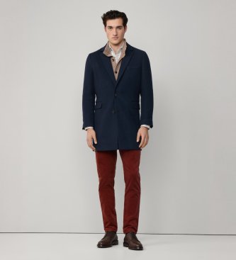 Hackett London Płaszcz Plain granatowy