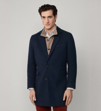 Hackett London Płaszcz Plain granatowy