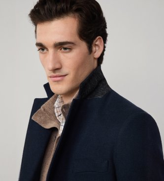 Hackett London Płaszcz Plain granatowy