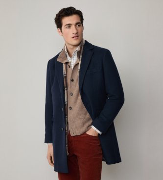Hackett London Płaszcz Plain granatowy