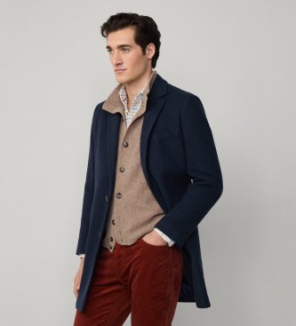 Hackett London Płaszcz Plain granatowy