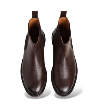 Hackett London Braune Chelsea-Stiefeletten aus genarbtem Leder Elsted