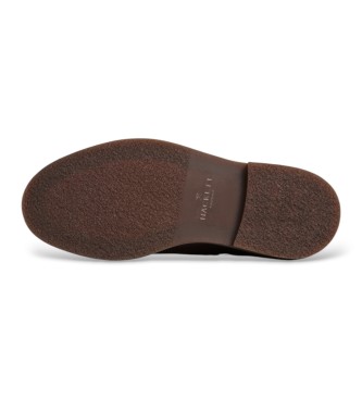 Hackett London Braune Chelsea-Stiefeletten aus genarbtem Leder Elsted