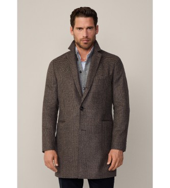 Hackett London Brązowy płaszcz Pow Coat