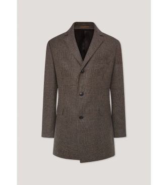 Hackett London Brązowy płaszcz Pow Coat