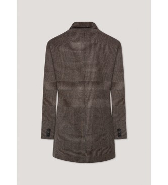 Hackett London Brązowy płaszcz Pow Coat