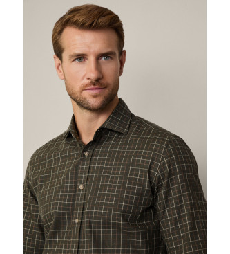 Hackett London Brstet Windowpane grn skjorte