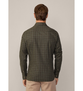 Hackett London Camisa verde escovada com vidros