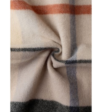 Hackett London Beige Plaid Logo sjaal