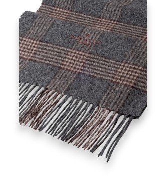 Hackett London Grijze plaid logo sjaal