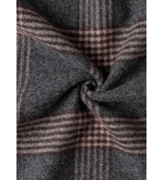 Hackett London Grijze plaid logo sjaal