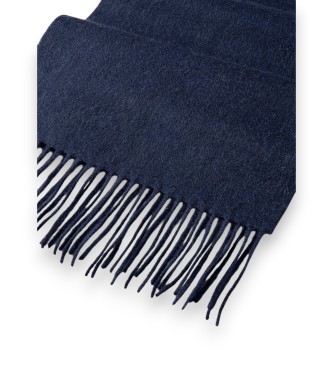 Hackett London Marineblauwe Solid Patch Cash sjaal