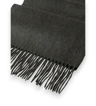 Hackett London Effen sjaal Patch Cash grijs