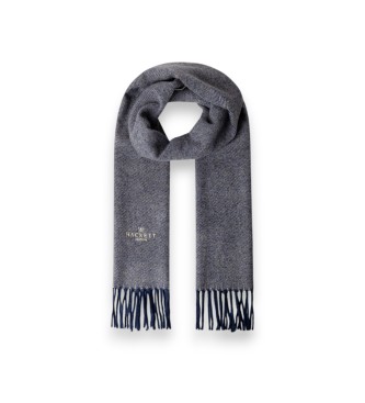 Hackett London Twill Wool Cash sjaal blauw