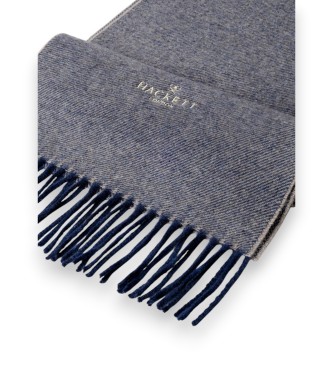 Hackett London Twill Wool Cash sjaal blauw