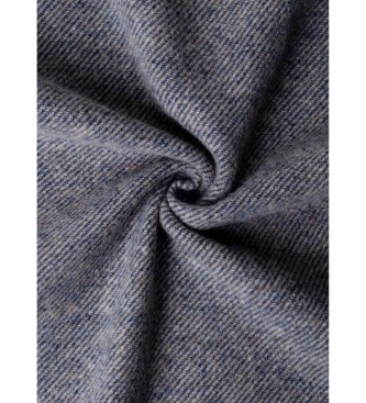 Hackett London Twill Wool Cash sjaal blauw