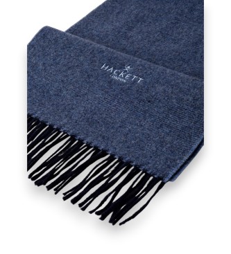 Hackett London Twill Wool Cash sjaal marineblauw