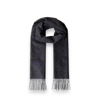 Hackett London Grijze Twill Wool Cash sjaal