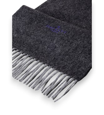 Hackett London Grijze Twill Wool Cash sjaal