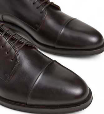 Hackett London Braune Burton Edge Leder Blcher Schuhe