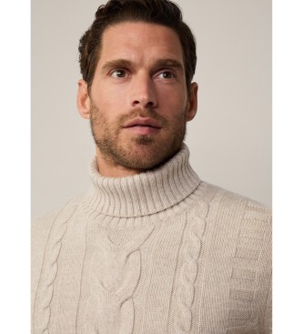 Hackett London Beigefarbener Rollpulli