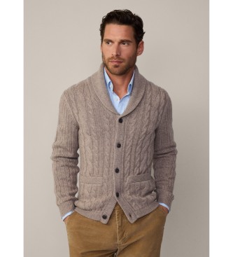 Hackett London Beige Strickjacke aus Merino