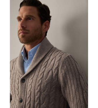 Hackett London Beżowy kardigan Merino